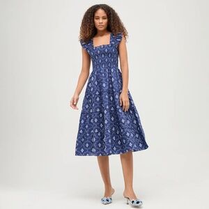 Ellie Nap Dress - Navy Trellis